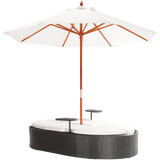 Marbella Espresso Outdoor Patio Double Chaise Lounge Bed with Umbrella
