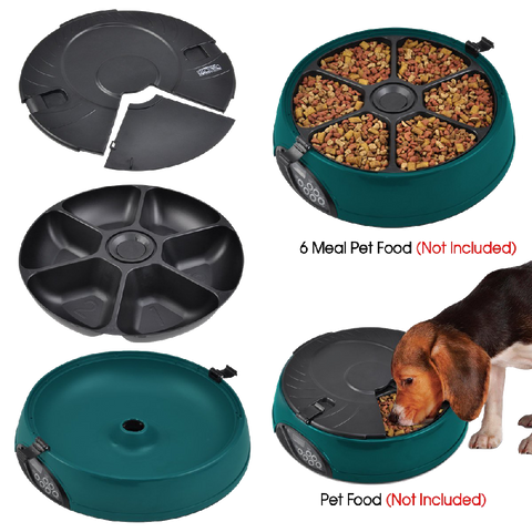 Popamazing 6 Days Cat + Dog + Rabbit Meal Automatic Pet Feeder Auto Dispenser